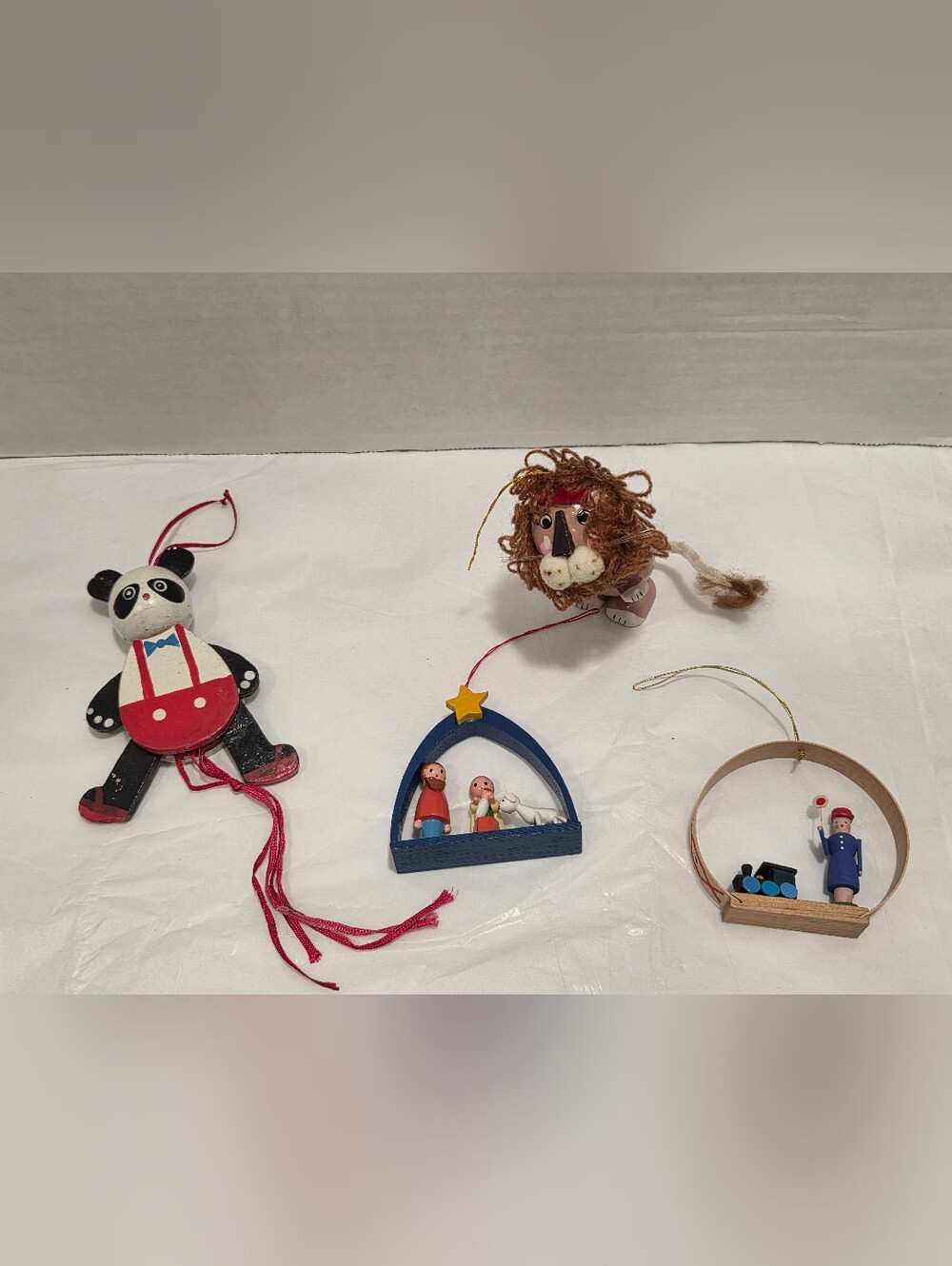 Vintage Lot Of 4 Wooden Christmas Ornaments